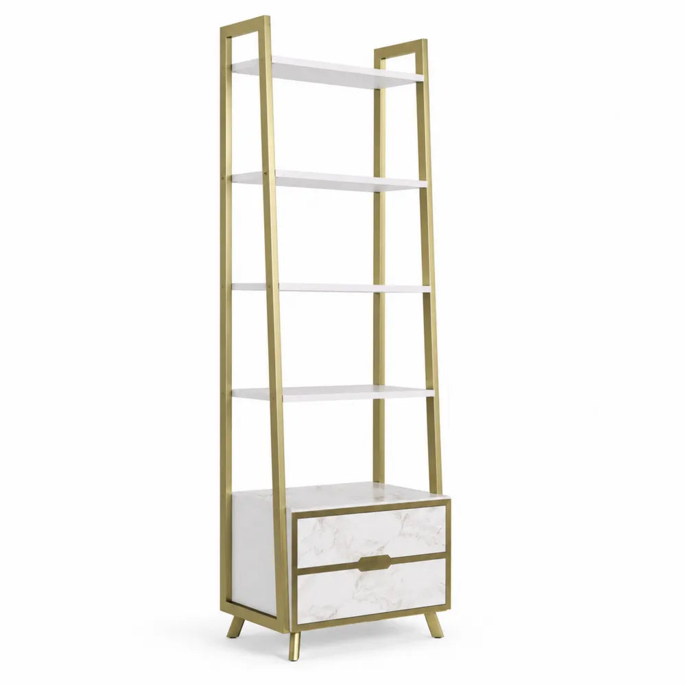 Étagère en métal et MDF Blanc et Doré
