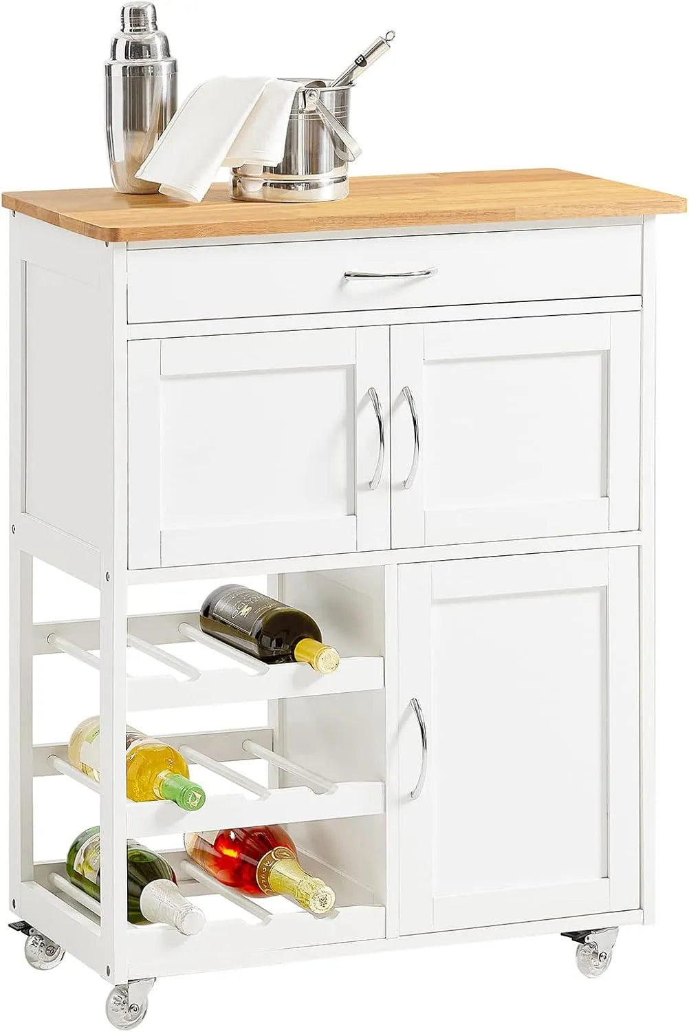 Armoire de rangement — FKW45-WN, en bois, avec rangement, avec tiroirs, avec roulettes, blanc, SoBuy FKW45-WN