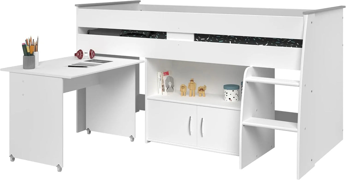 Parisot 2270COMB PAUL Lit Combine Panneau de particules Blanc 206: 206, 5 × 114 × 96 cm