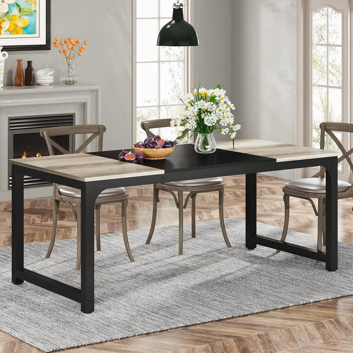 Bureau et table informatique – en métal, 180 × 80 × 75 cm, gris