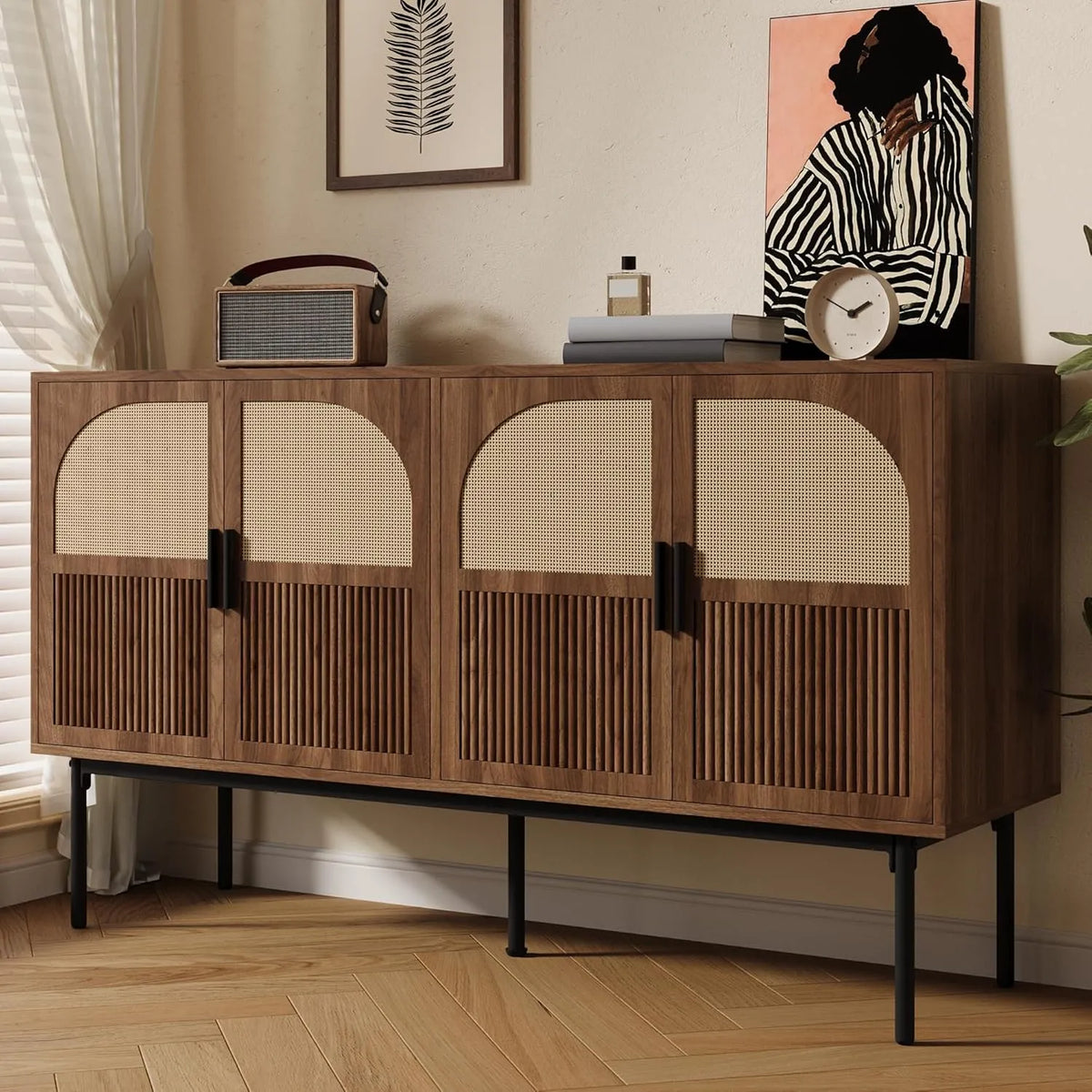 Buffet Moderne et Simple BTM pour Salon, 140x40x80 cm, Ensemble de Rangement