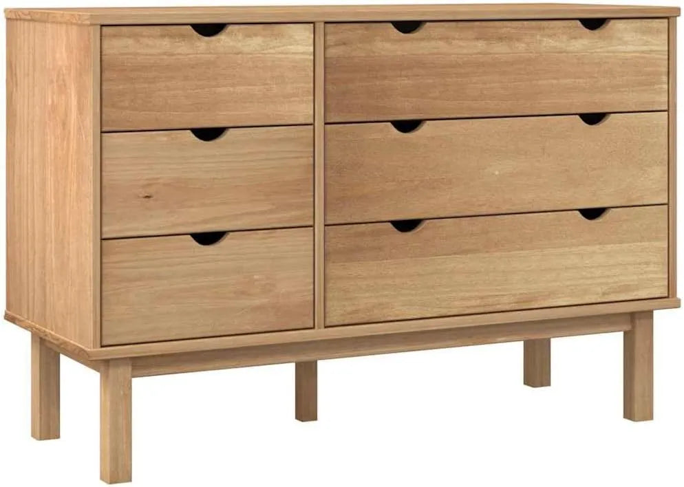 Armoire de Rangement en Bois Massif de Pin pour Salon, 111x43x73,5 cm