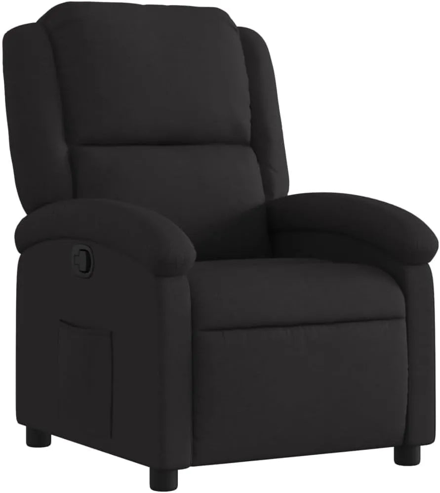 Fauteuil Relax Moderne avec Dossier Inclinable et Repose-Pieds, Tissu Noir