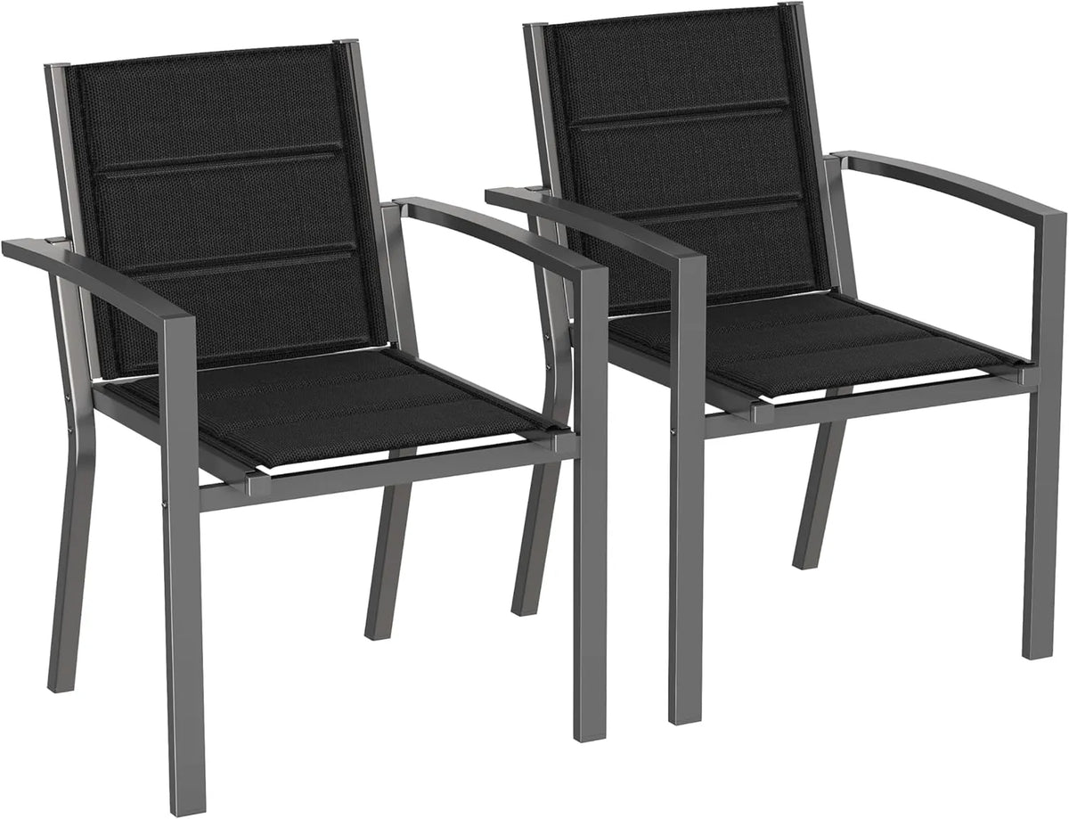Jeu de 2 chaises de jardin Devoko en aluminium empilables, gris foncé