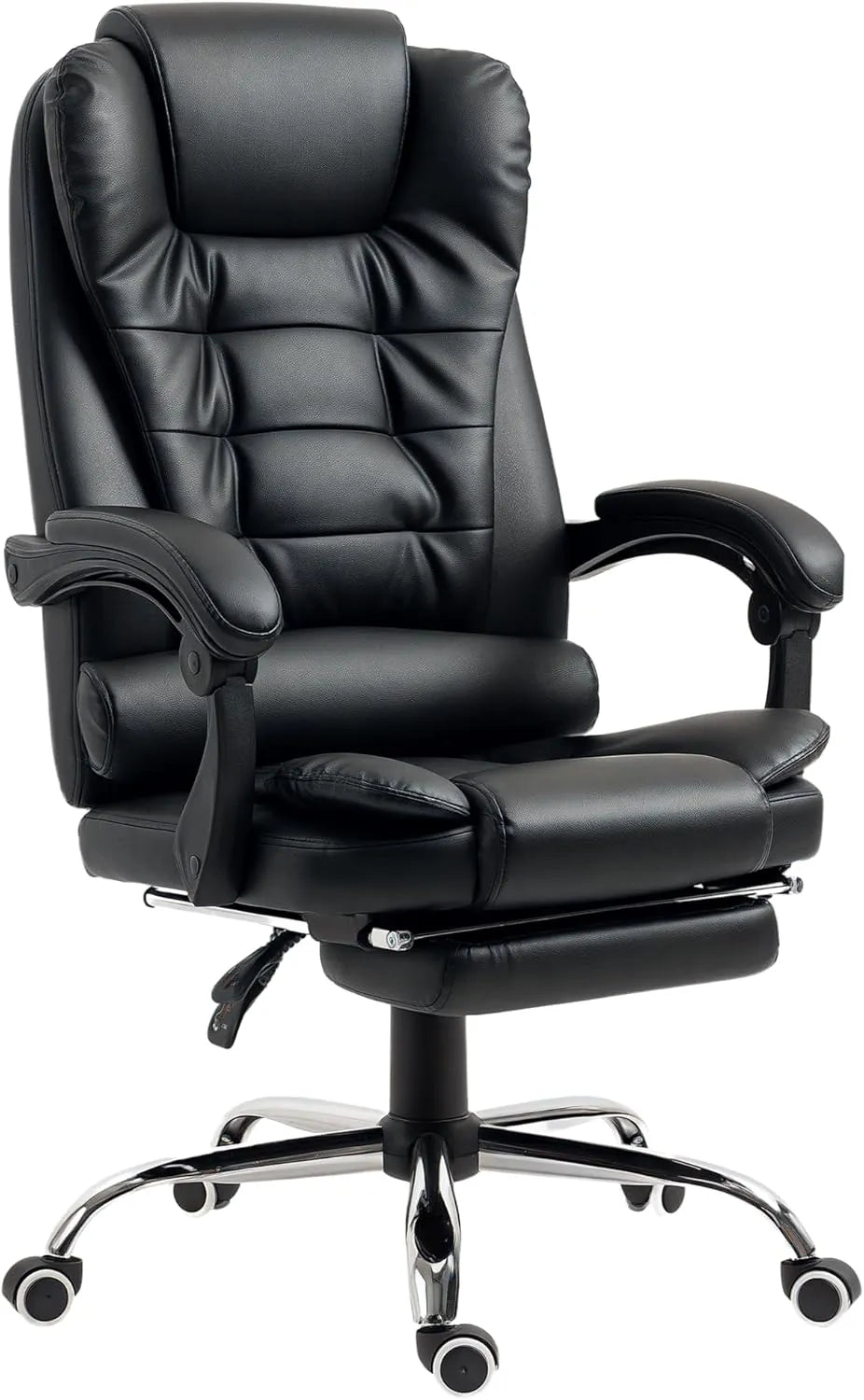 Chaise de Bureau Ergonomique Réglable en Cuir Synthétique Noir