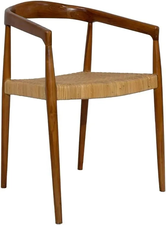 Chaise Miliboo NEGARA en Teck Massif et Rotin Tressé - Style Ethnique