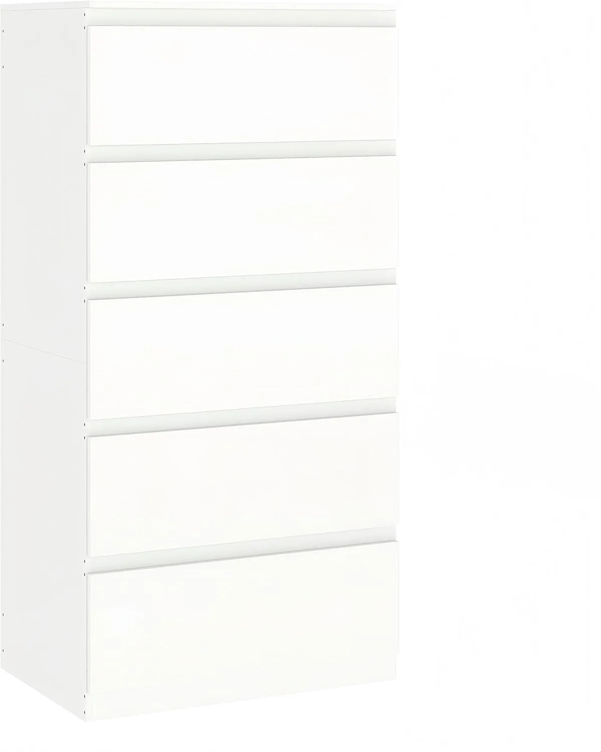 Commode Moderne 5 Tiroirs Blanc pour Chambre et Salon, 60x40x120.5cm