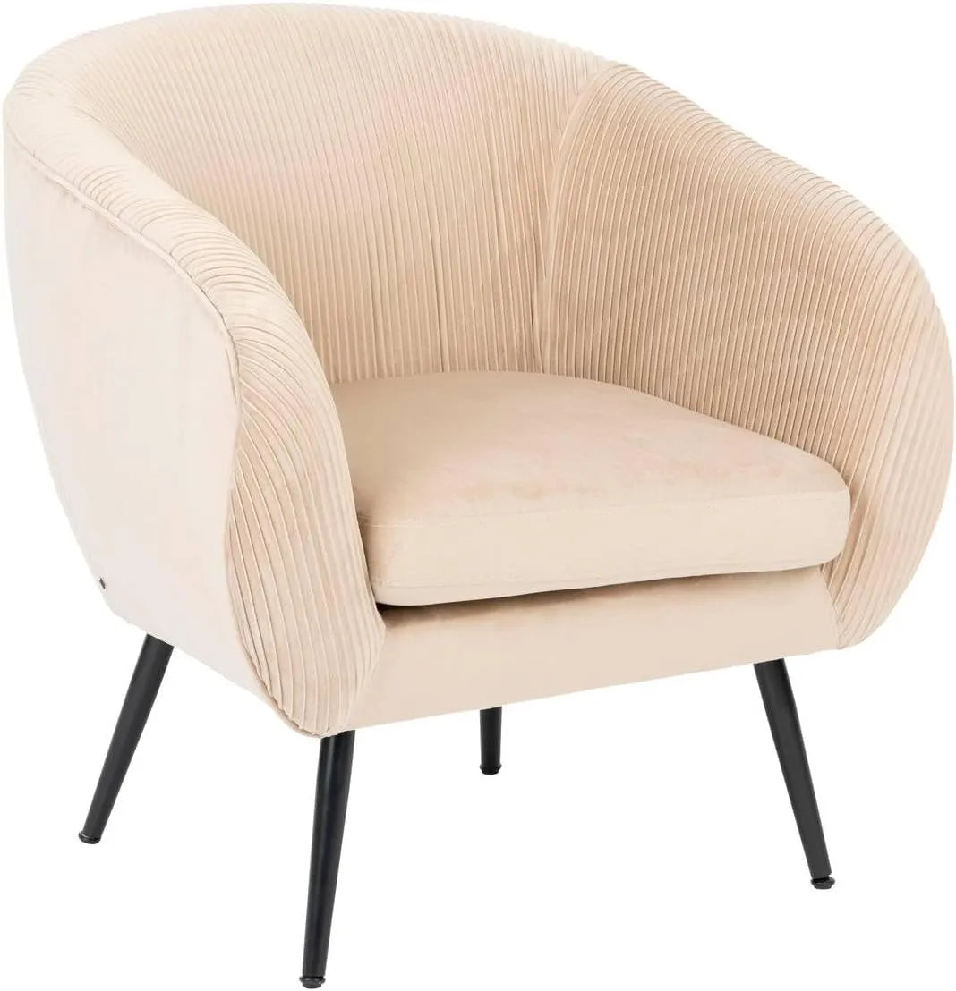 Fauteuil en Velours Côtelé Beige - Atmosphera Solaro - Déhoussable, Confort pour Salon et Chambre