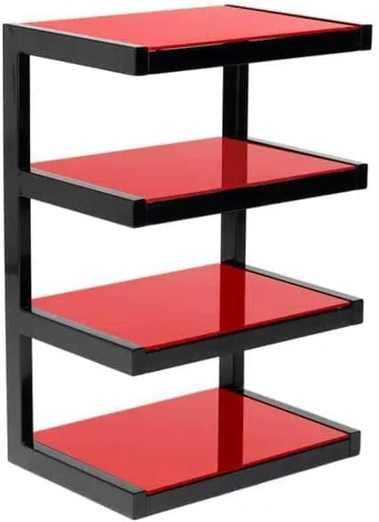 Meuble Hi-Fi Norstone Esse Noir avec Étagères en Verre Rouge