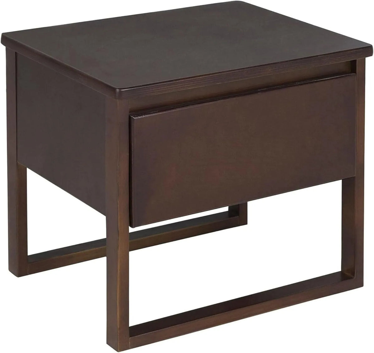 Chevet en Pin Massif Marron Foncé avec Tiroir, Design Contemporain Giulia