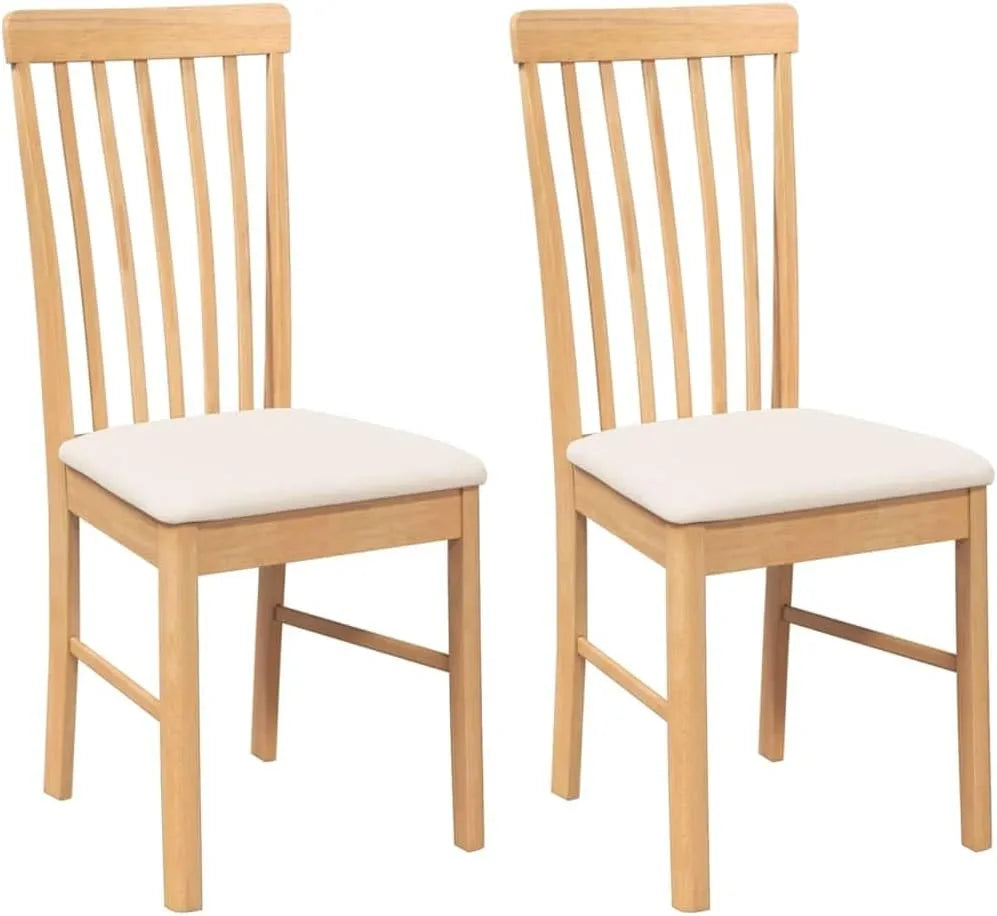 Lot de 2 Chaises de Salle à Manger en Bois de Caoutchouc avec Coussins - vidaXL