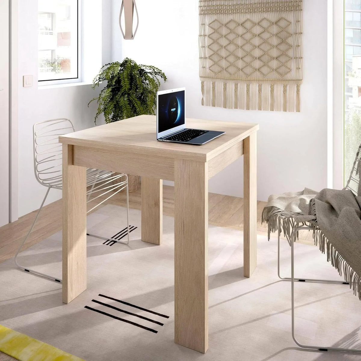 Dmora - Table Console Extensible en Chêne, Multi-Positions, 67/134x67x79 cm