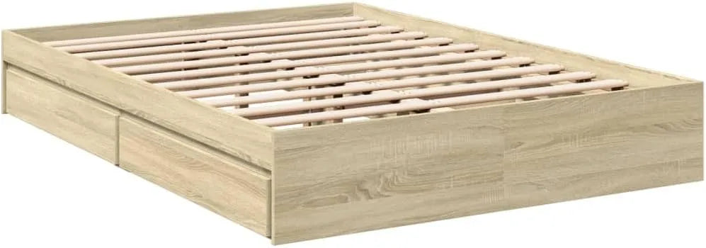 Cadre de Lit avec Rangement, Chêne Sonoma, 120x190 cm, sans Matelas
