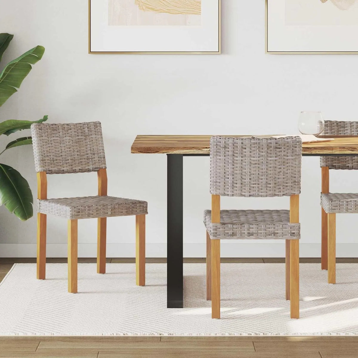 Ensemble de 2 chaises de salle à manger en rotin gris - Confort et durabilité