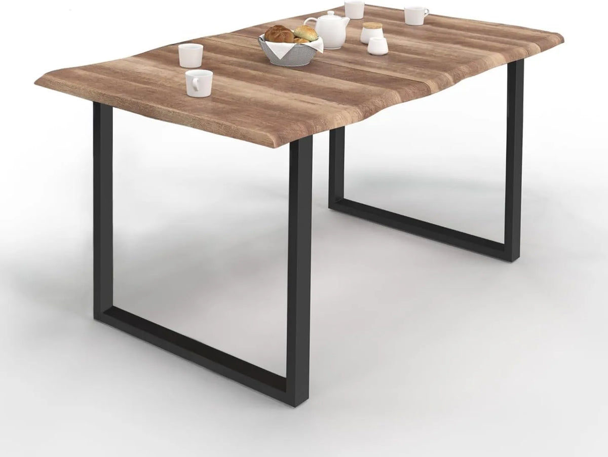 Table à Manger Industrielle Dakota 6 Places avec Pieds en U - 160 cm