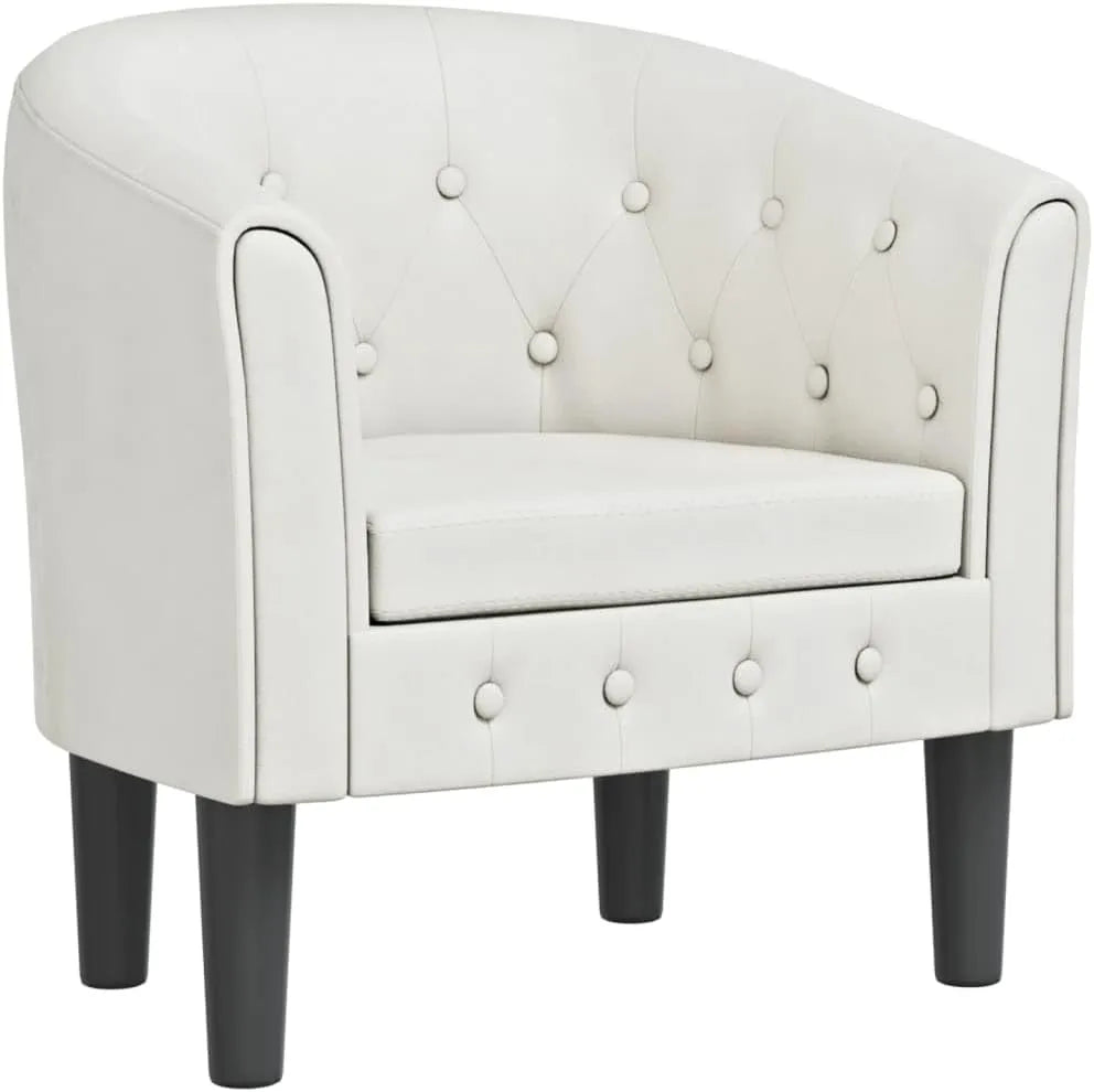 Fauteuil Cabriolet Moderne en Similicuir Blanc avec Accoudoirs pour Salon
