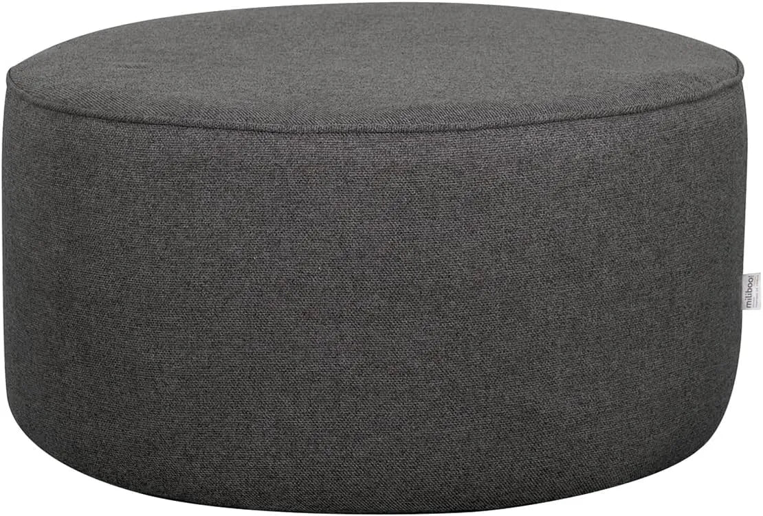 Miliboo Pouf Rond en Tissu Anthracite 70 cm