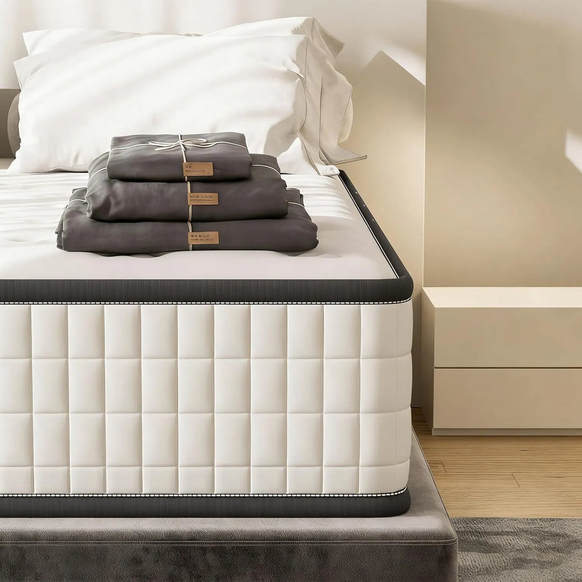 Ensemble de Literie DEWINNER 140x190 cm, Matelas 22 cm, Draps et Taies d'Oreillers Inclus