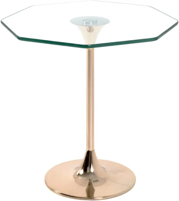 Table d'appoint en métal doré avec verre trempé 8 mm - Art Déco, 45x47x45 cm