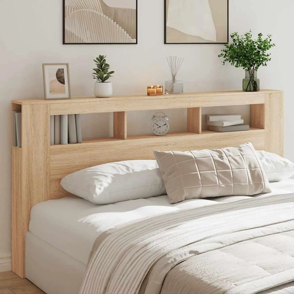 Tête de lit moderne LED en chêne Sonoma 200x18,5x103,5cm