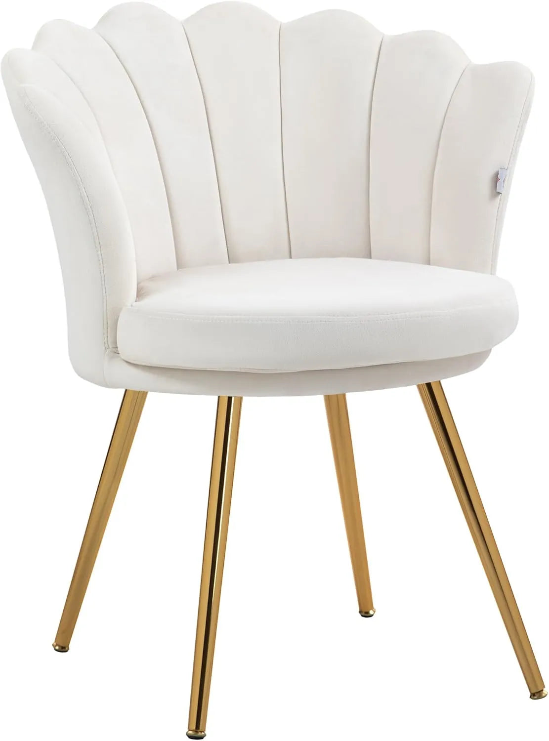 Fauteuil Coquillage en Velours avec Pieds Métal Doré pour Salon et Chambre - 67 x 64 x 77 cm - Crème