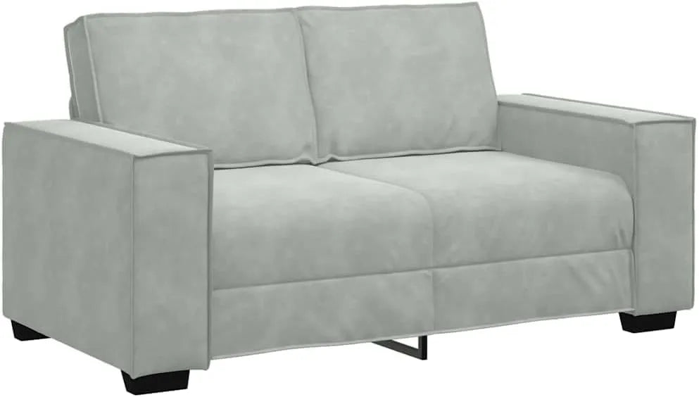 Canapé 2 Places en Velours Gris Clair 120 cm - Élégant et Confortable