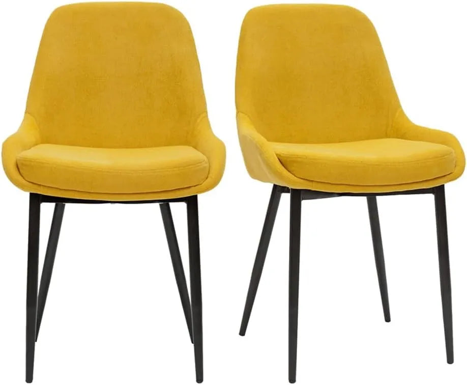 Ensemble de 2 chaises design en velours jaune moutarde et métal noir - Holo par Miliboo