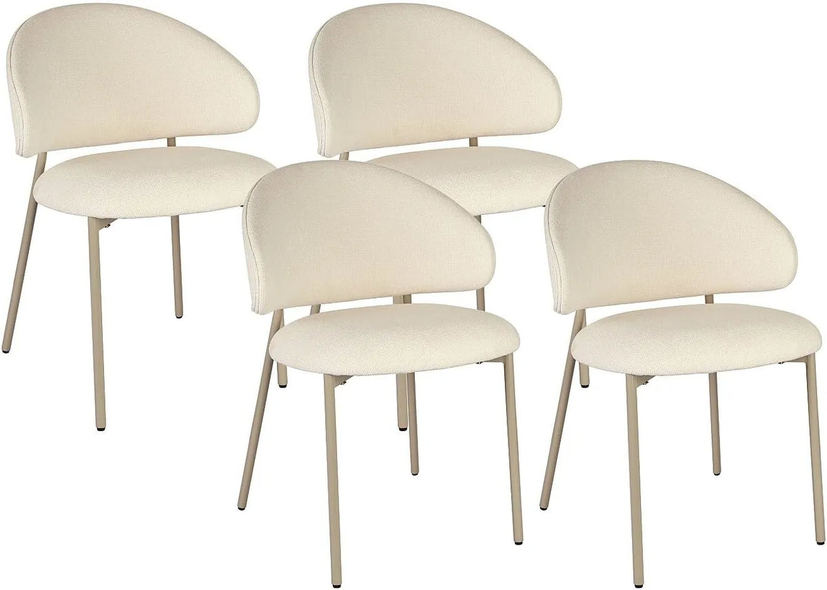 Ensemble de 4 chaises en tissu texturé beige et métal pour salle à manger - VOSINIA