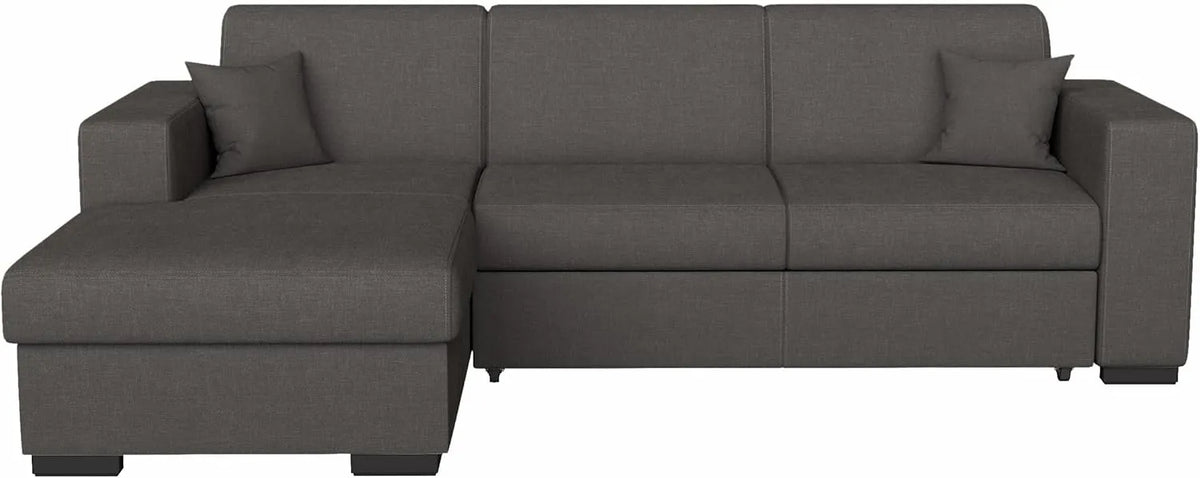 Canapé d'Angle Convertible 4 Places avec Coffre en Tissu Gris Foncé - LOUNGITUDE Fuji