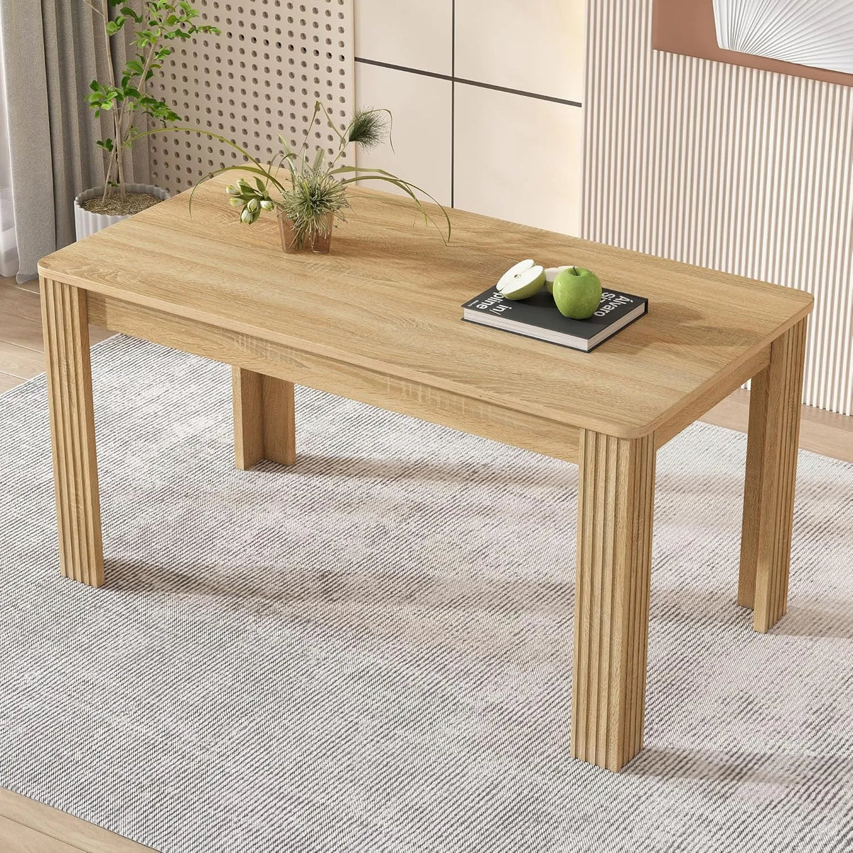 Table de Salle à Manger en Chêne Moderne, 116x65x75 cm, Merax