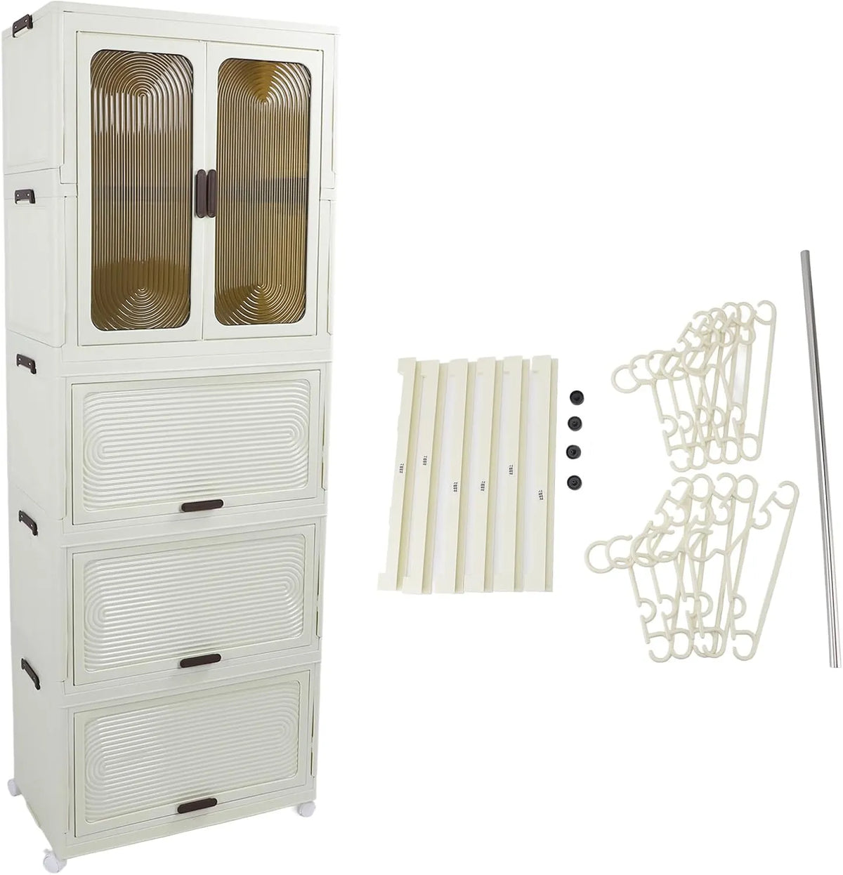 Garde-Robe Enfant Pliante, Rangement Multifonction Chambre, Facile à Assembler pour Jouets et Livres
