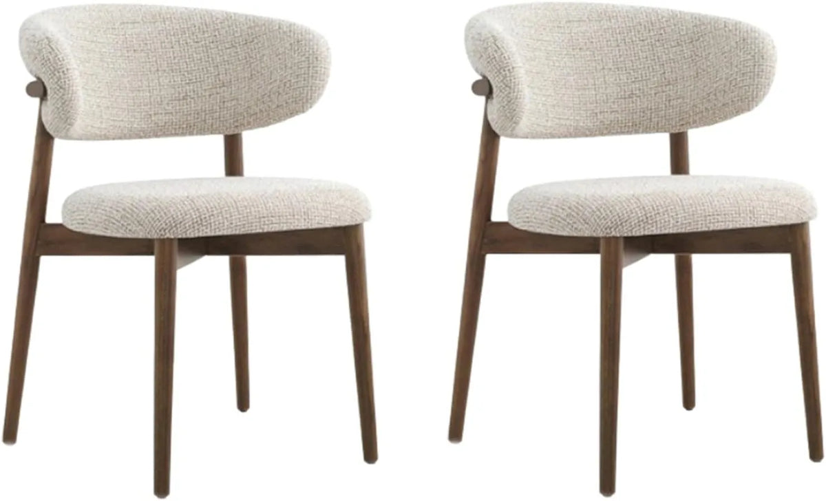 Chaises de Salle à Manger Ergonomiques en Tissu Lin avec Dossier Courbé - Lot de 2