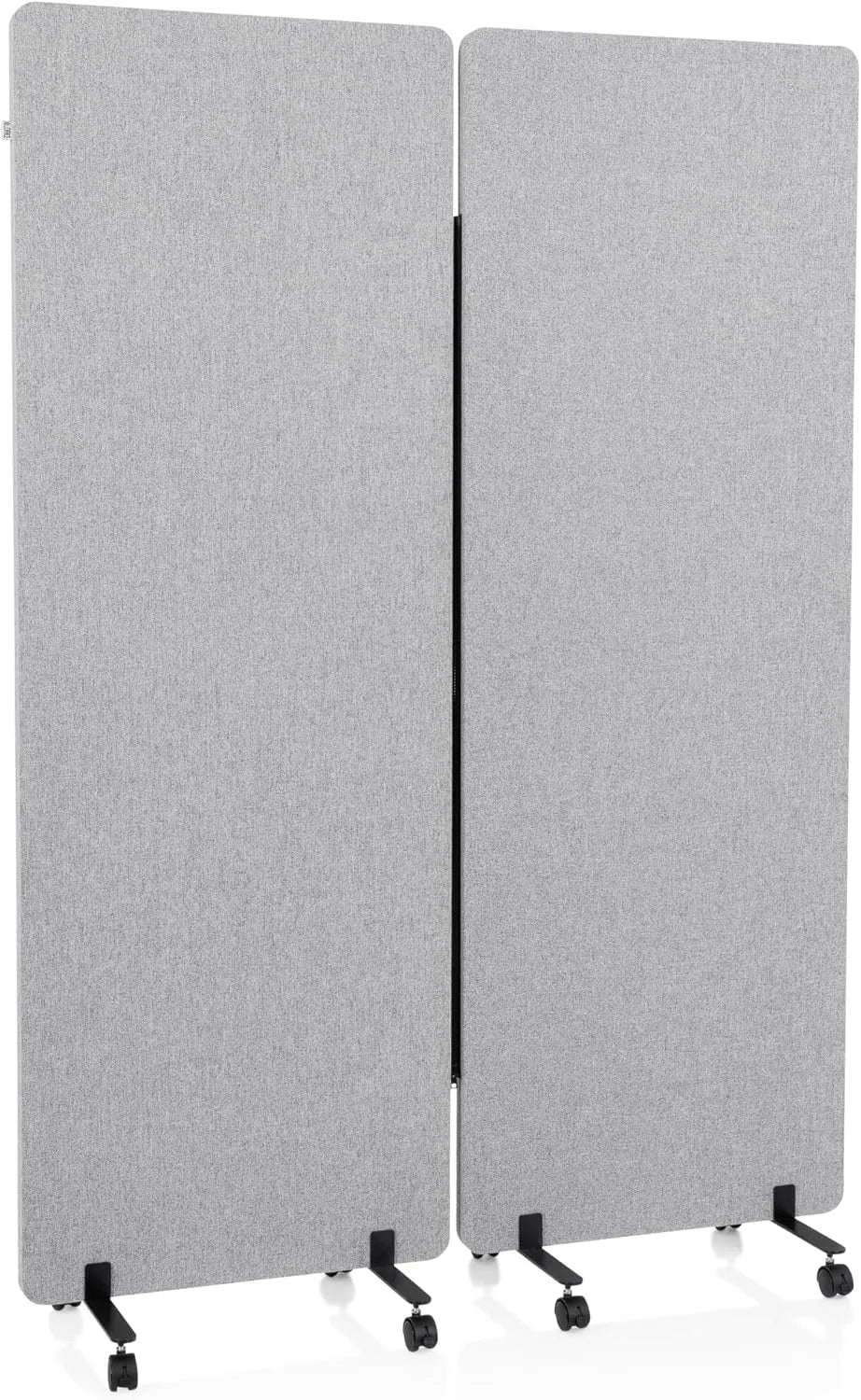 Cloison Mobile Acoustique FLEXMIUT 177x60 cm, Lot de 2, Roulettes et Patins, Tissu Gris Clair