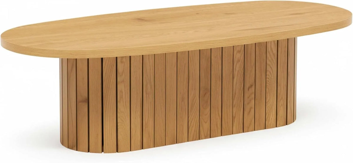 Table Basse Ovale en Bois Clair avec Finition Mélaminée - Oviala
