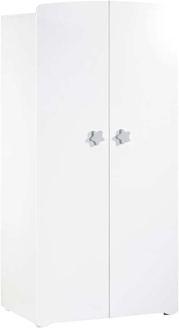 Garde-robe Enfant 2 Portes avec Boutons Étoiles | 85x175x56 cm | Made in France | Babyprice par Sauthon