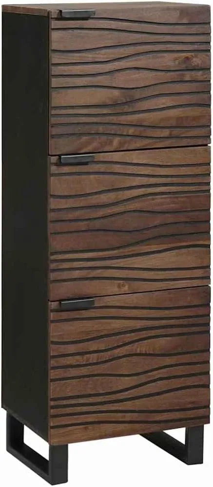Buffet Haut en Bois de Manguier Massif Marron 40x33x110 cm - Meuble Rustique et Écologique pour Salle à Manger