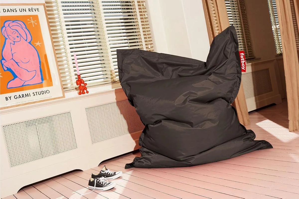 Fauteuil Poire XXL en Nylon - Pouf Pour Adulte et Adolescent - 180x140cm - Gris Foncé