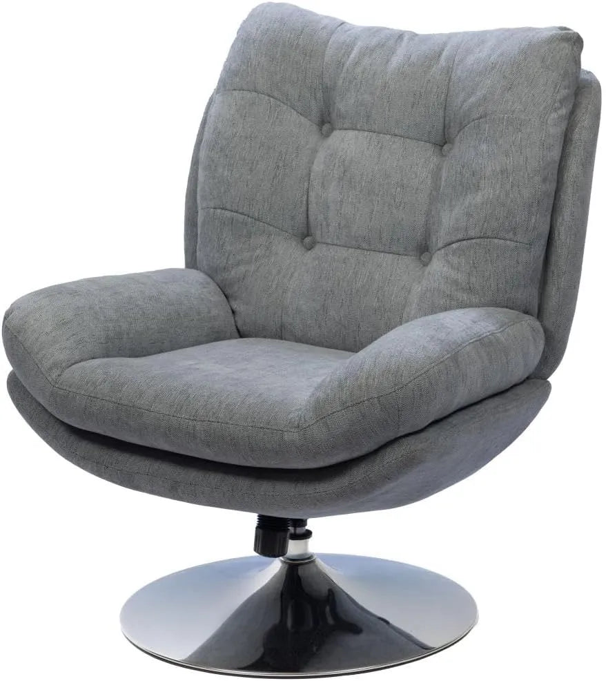 Fauteuil de Salon Amadeus en Tissu Gris Clair avec Pieds Chromés