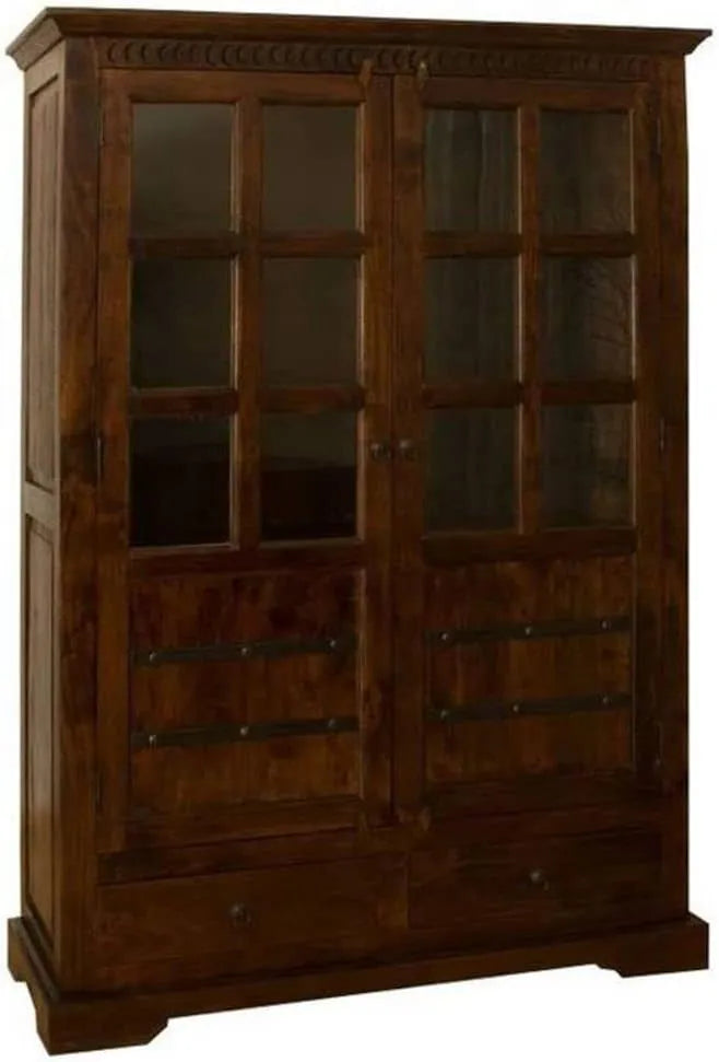 Vaisselier en Bois Massif d'Acacia Laqué - Style Colonial - Modèle Oxford