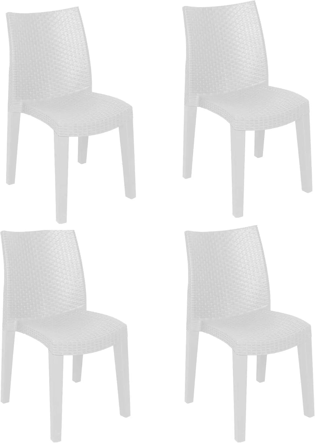 Fauteuil d'Extérieur Effet Rotin Ravenna, Blanc - 100% Fabriqué en Italie, 55x48x86 cm