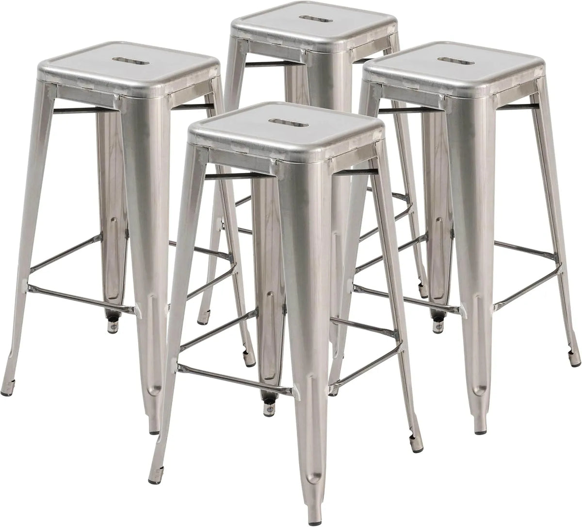 Ensemble de 4 tabourets de bar en acier mat gris par Oviala