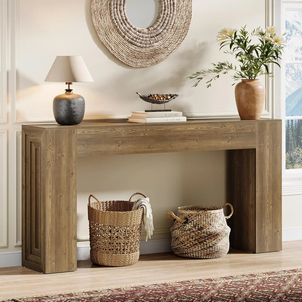 Table console Tribesigns 160 cm, étroite et élégante pour salon, couloir ou entrée