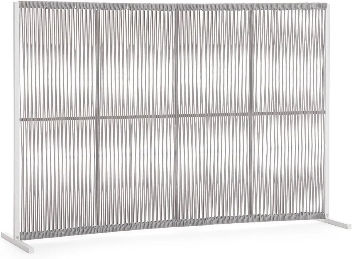 Paravent d'Extérieur Paxson, Aluminium et Corde, 180x120 cm, Blanc/Gris