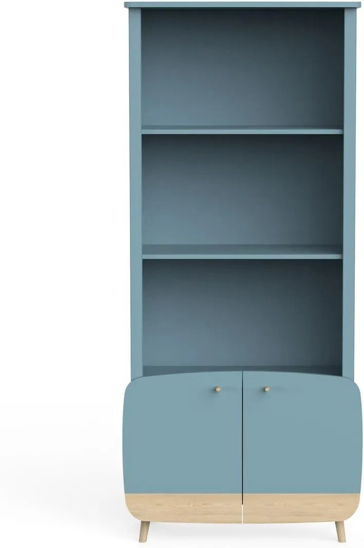 Bibliothèque Calicosy avec 2 Étagères et Portes, Hauteur 177 cm - Modèle Firmiana
