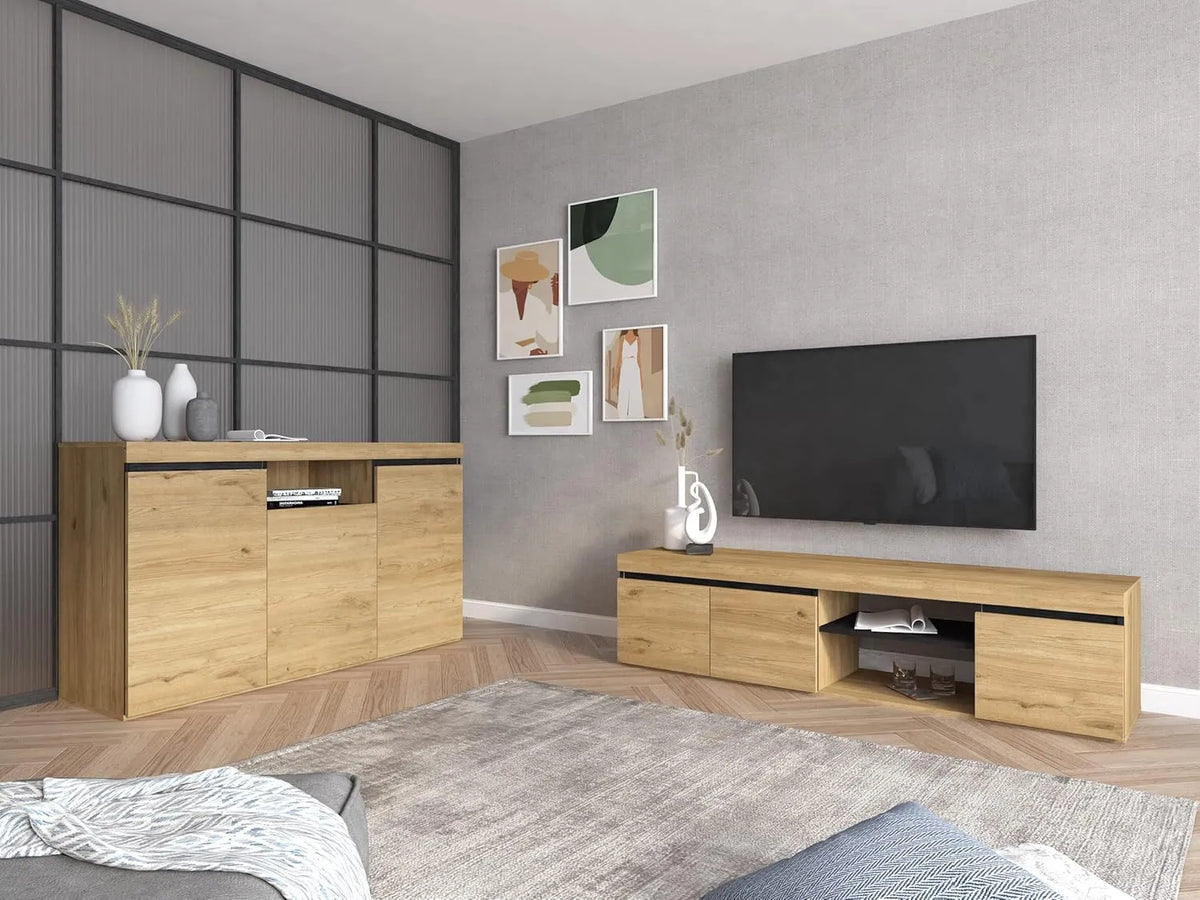 Buffet Scandinave 160cm en Chêne Noir pour Salle à Manger