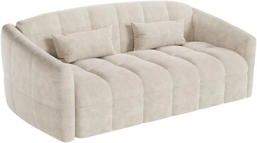 Canapé-Lit Velours Beige 3 Places Avec Matelas 140x190 cm - Modèle RETUNA II