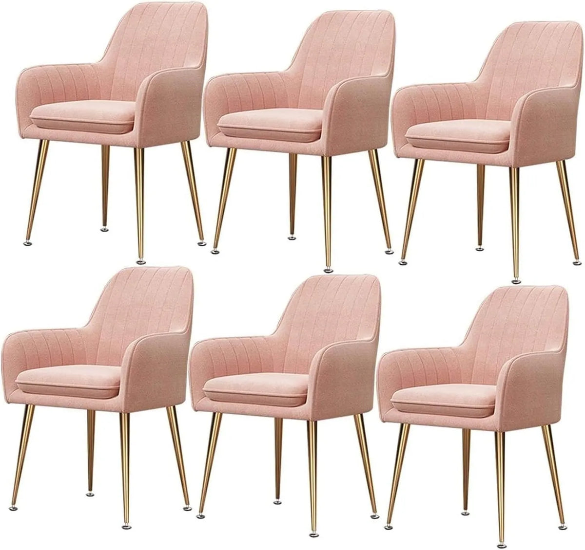 Ensemble de 6 chaises en velours avec pieds métalliques et dossier design pour salle à manger et bureau