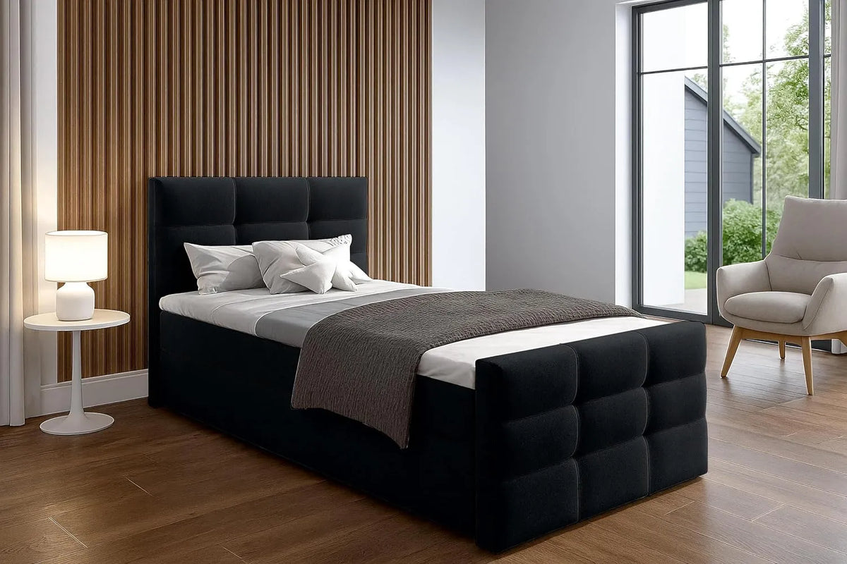 Lit Double avec Rangement 120 x 200 cm Argentaro – Sommier Tapissier Noir