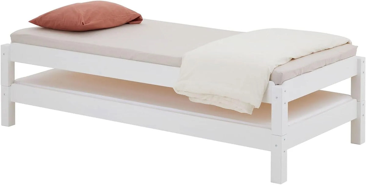 IDIMEX Ensemble de 2 Lits Superposés RINO en Pin Massif Blanc 90x190 cm