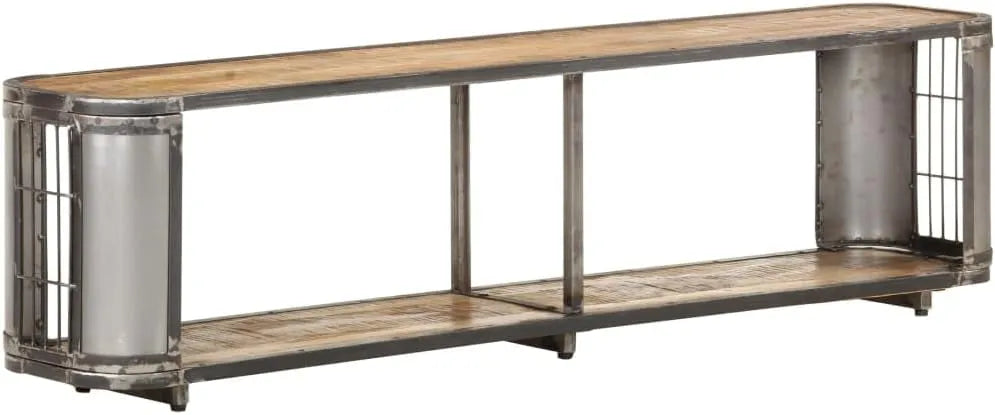 Meuble TV en Bois de Manguier 150 cm avec Rangement Spacieux